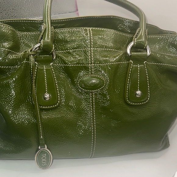 Tod's Handbags - Tod's Olive Green Leather Tote Bagp
